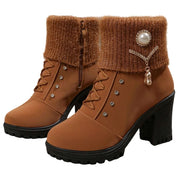Elfriede | Damen Stiefel damen Chunky-Heel Winterstiefel mit Fellbesatz 0