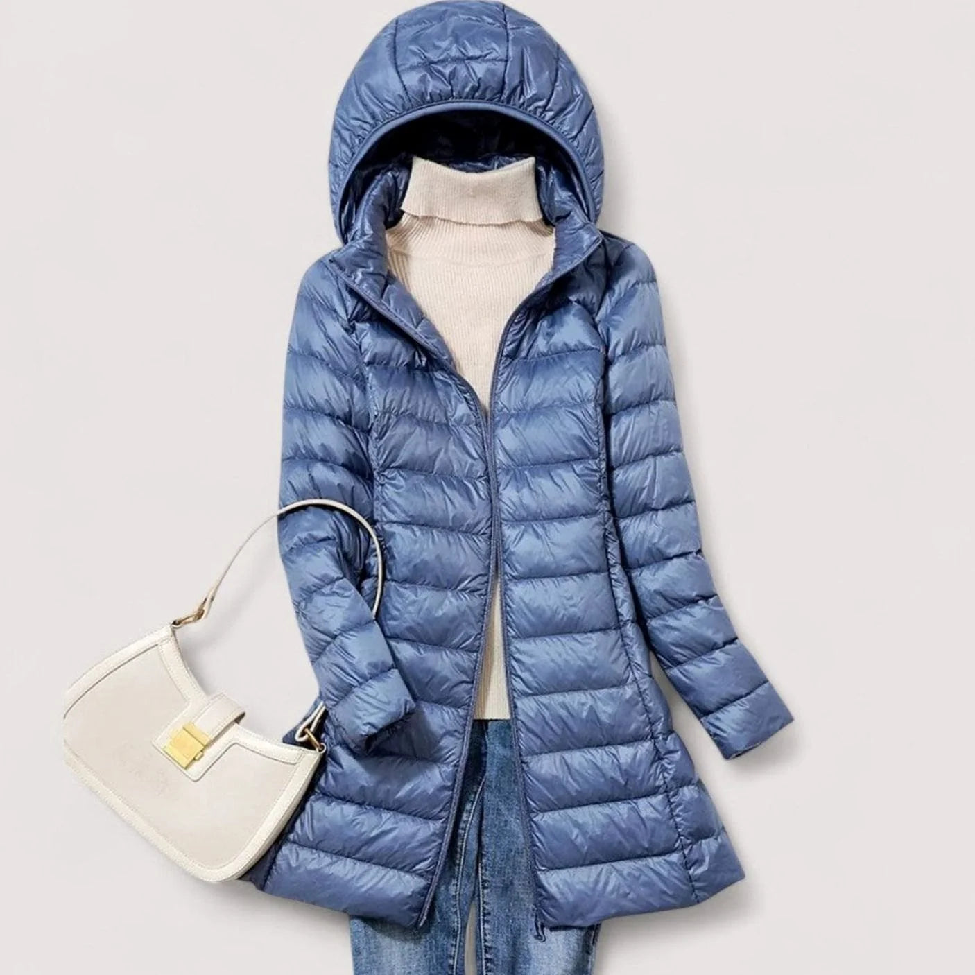 Emilia | Damen Ultraleichte Steppjacke Winterjacke mit Abnehmbarer Kapuze 3