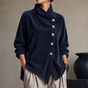 Everlayer – Draped Neck Asymmetrical Button-Front Top 2