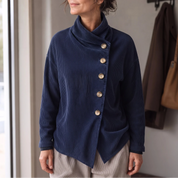 Everlayer – Draped Neck Asymmetrical Button-Front Top 7