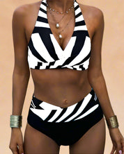 Gestreepte Halter Bikini 1