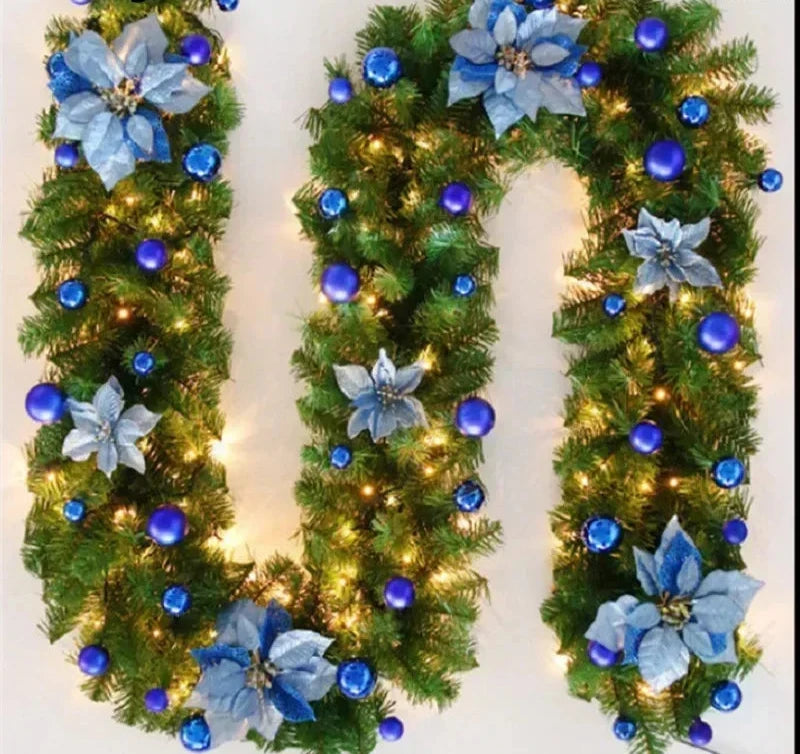 Girlanda świąteczna | Elegancki baner rattanowy z ciepłym oświetleniem LED 2