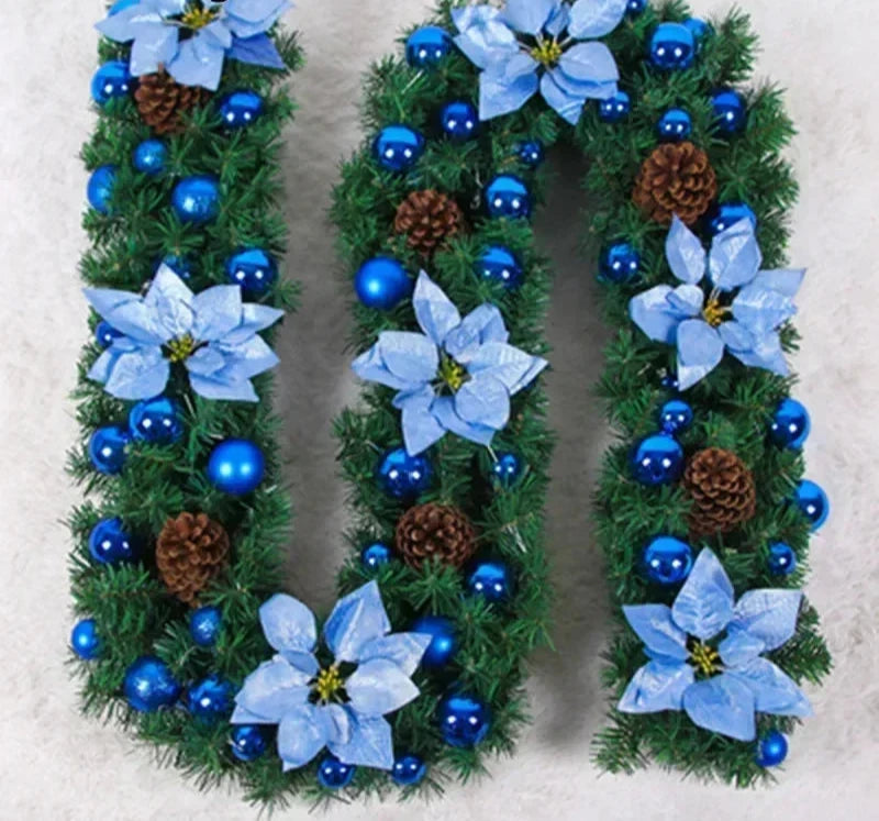 Girlanda świąteczna | Elegancki baner rattanowy z ciepłym oświetleniem LED 7