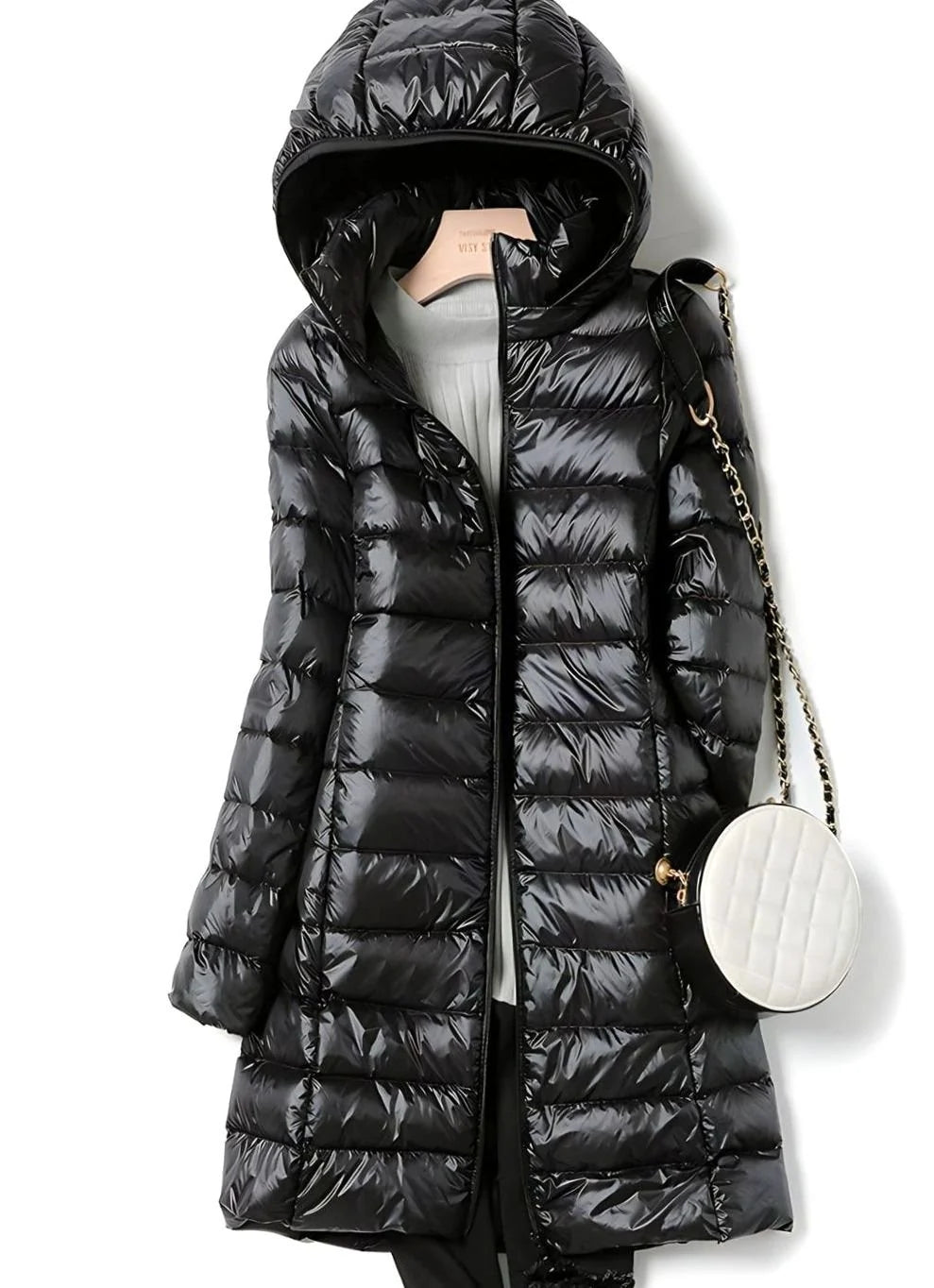 Hannah | Damen Winterjacke Leichte Lange Steppjacke Abnehmbare Kapuze 2