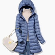 Hannah | Damen Winterjacke Leichte Lange Steppjacke Abnehmbare Kapuze 3