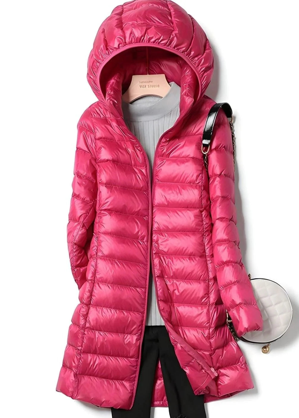 Hannah | Damen Winterjacke Leichte Lange Steppjacke Abnehmbare Kapuze 6