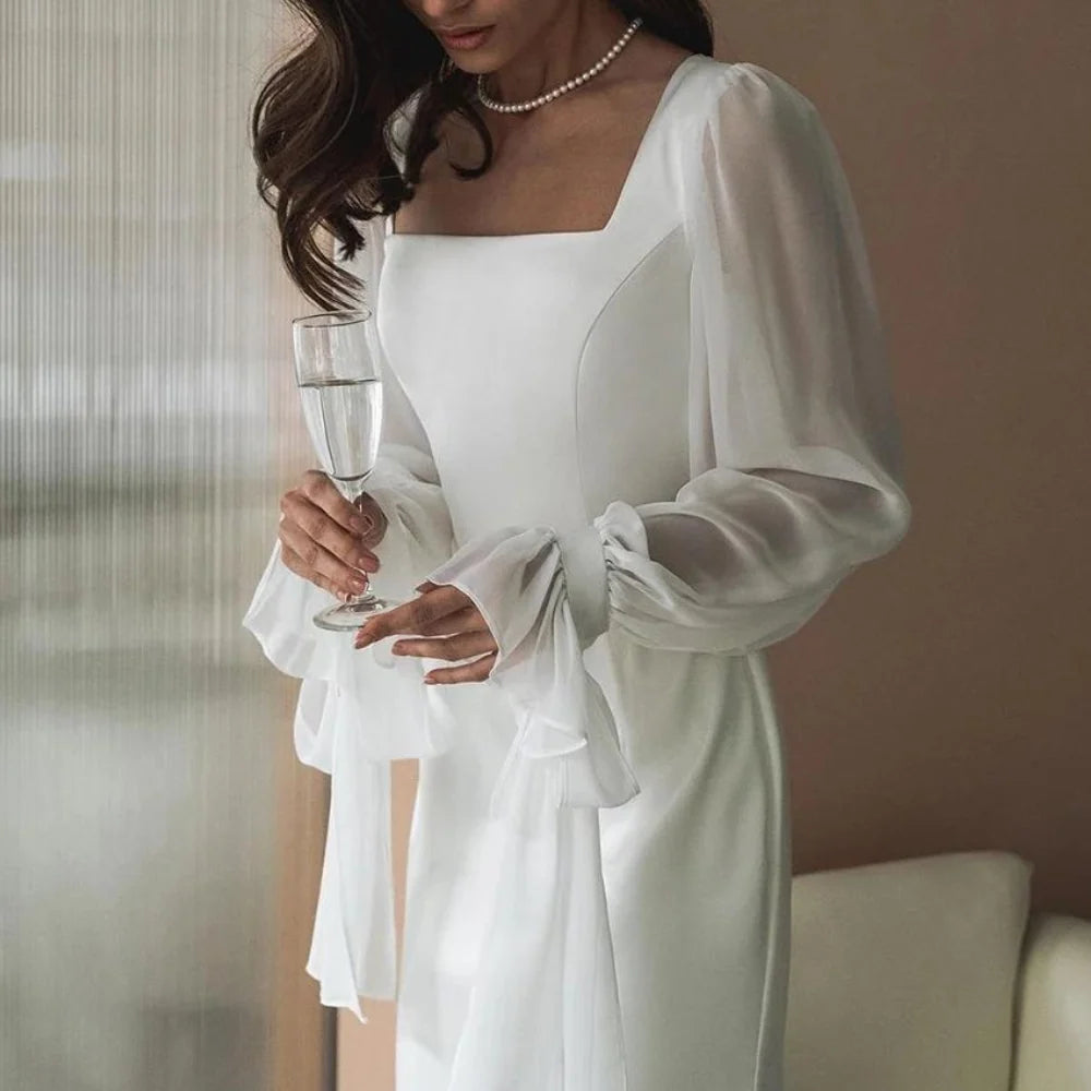 Hochzeitsgast Kleid Damen | Puffärmel & Eckausschnitt 3