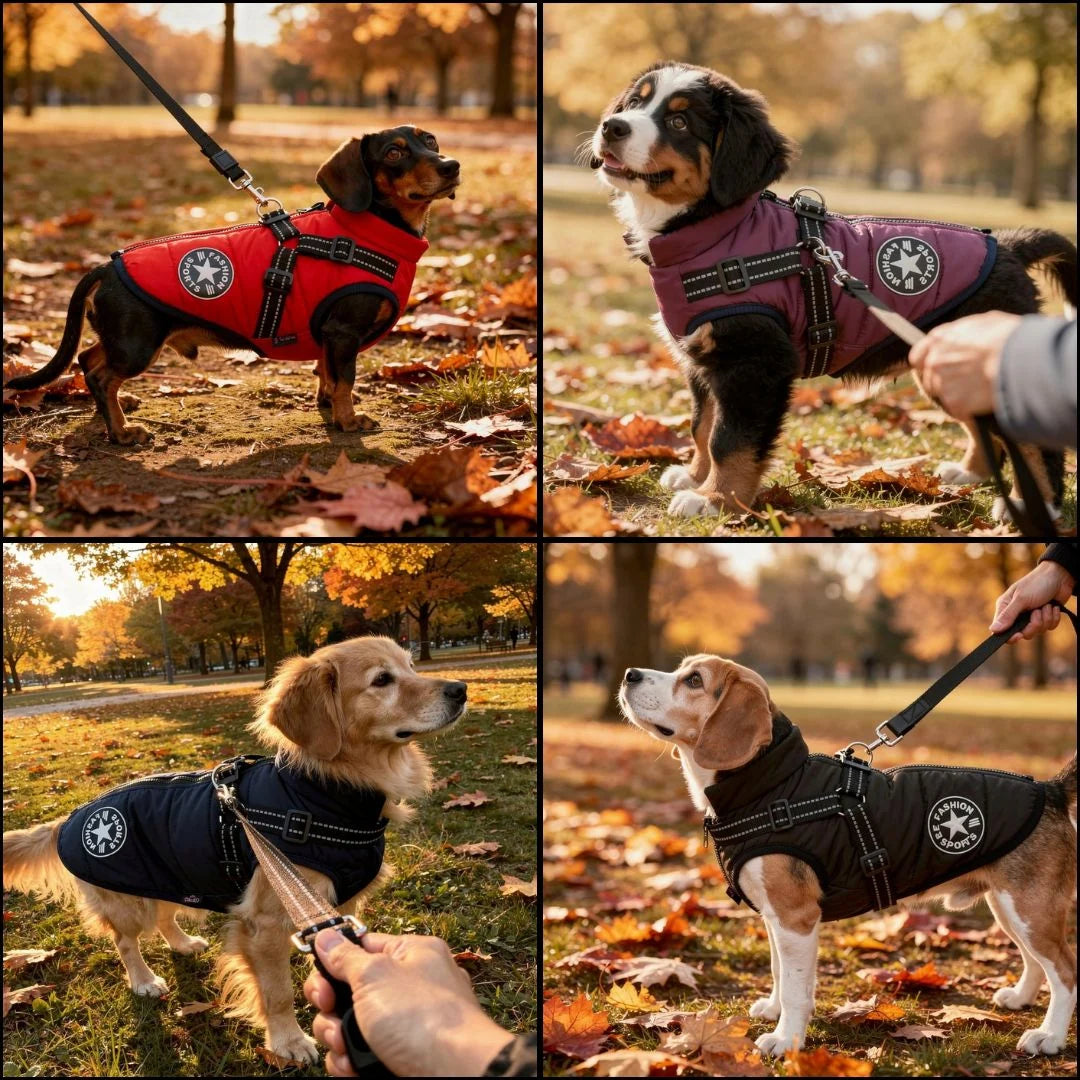 Hundemantel mit Geschirr  | Gepolstert & Reflektierend | Warme Jacke | SnugHound 2