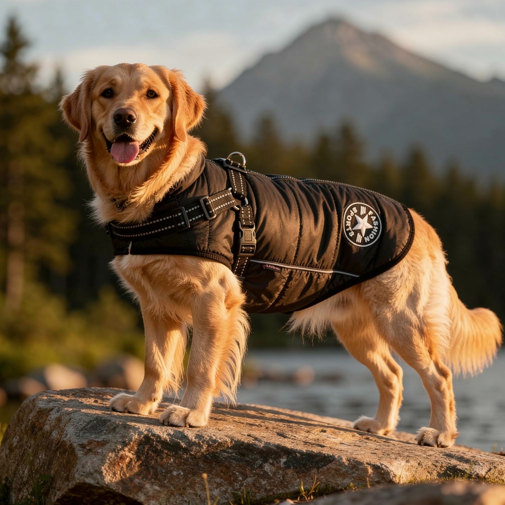 Hundemantel mit Geschirr  | Gepolstert & Reflektierend | Warme Jacke | SnugHound 3