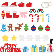 Interaktywna Choinka Ścienna z Filcowymi Ozdobami i Światłami LED – Kreatywna Dekoracja na Święta 3