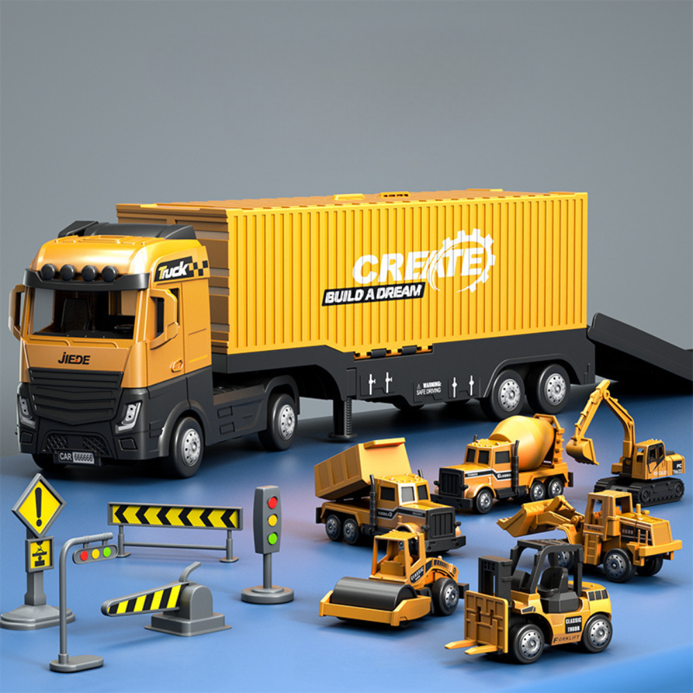 Interaktywny dźwig budowlany do nauki STEM – Zestaw z pojazdami i placem zabaw 3