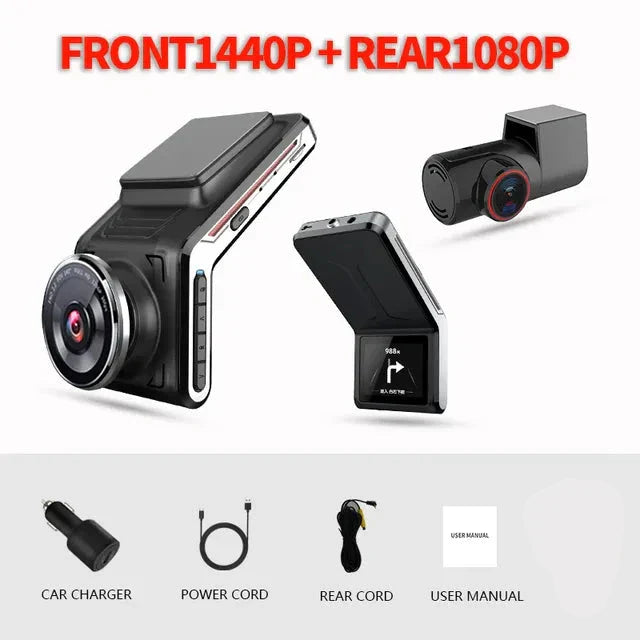 Kamera samochodowa 4K przód i tył | Wizja nocna i tryb parkowania 24h | DriveCam | Obiektyw F1.8 4