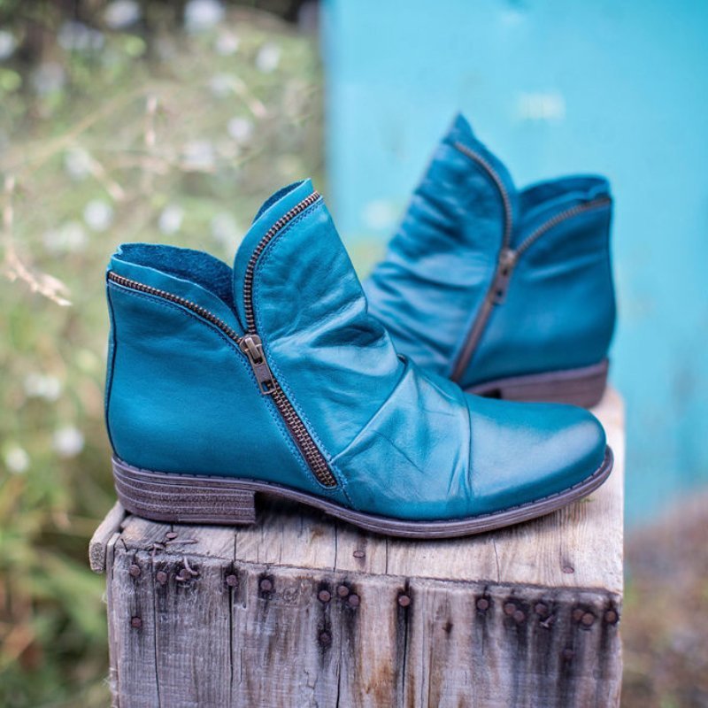 Kamila | Damskie jesienne krótkie buty vintage | Zamek błyskawiczny 0