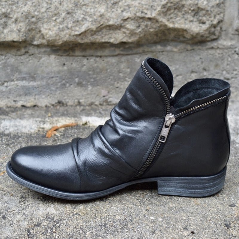 Kamila | Damskie jesienne krótkie buty vintage | Zamek błyskawiczny 2