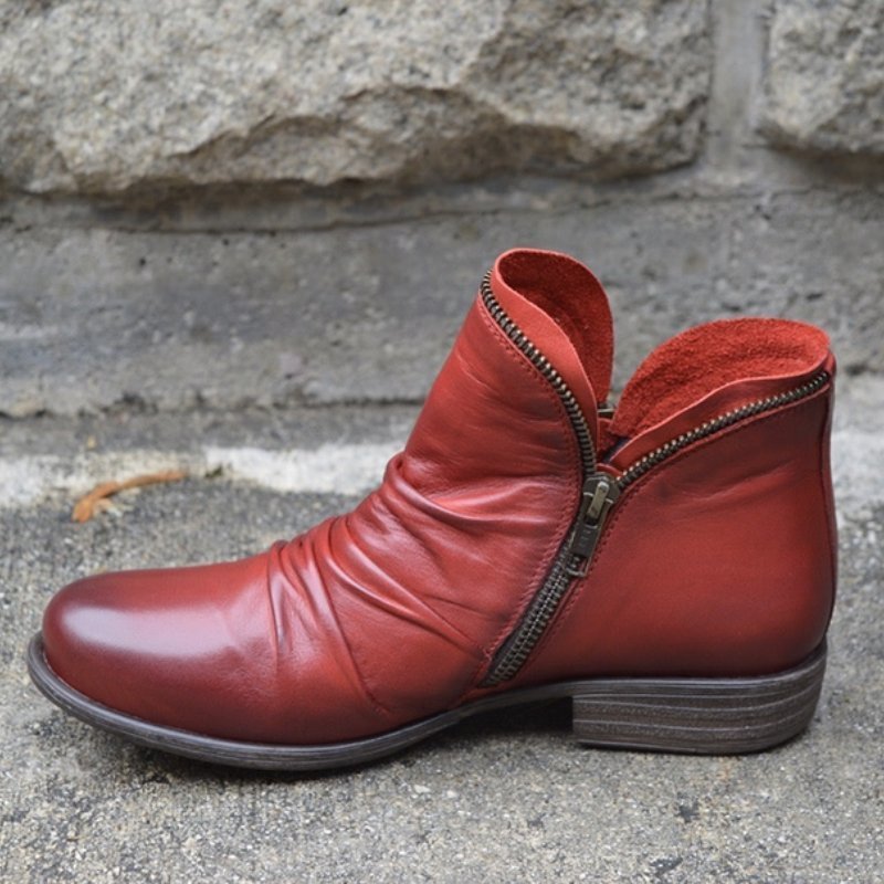 Kamila | Damskie jesienne krótkie buty vintage | Zamek błyskawiczny 4