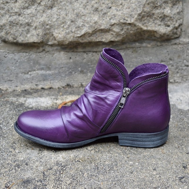 Kamila | Damskie jesienne krótkie buty vintage | Zamek błyskawiczny 5