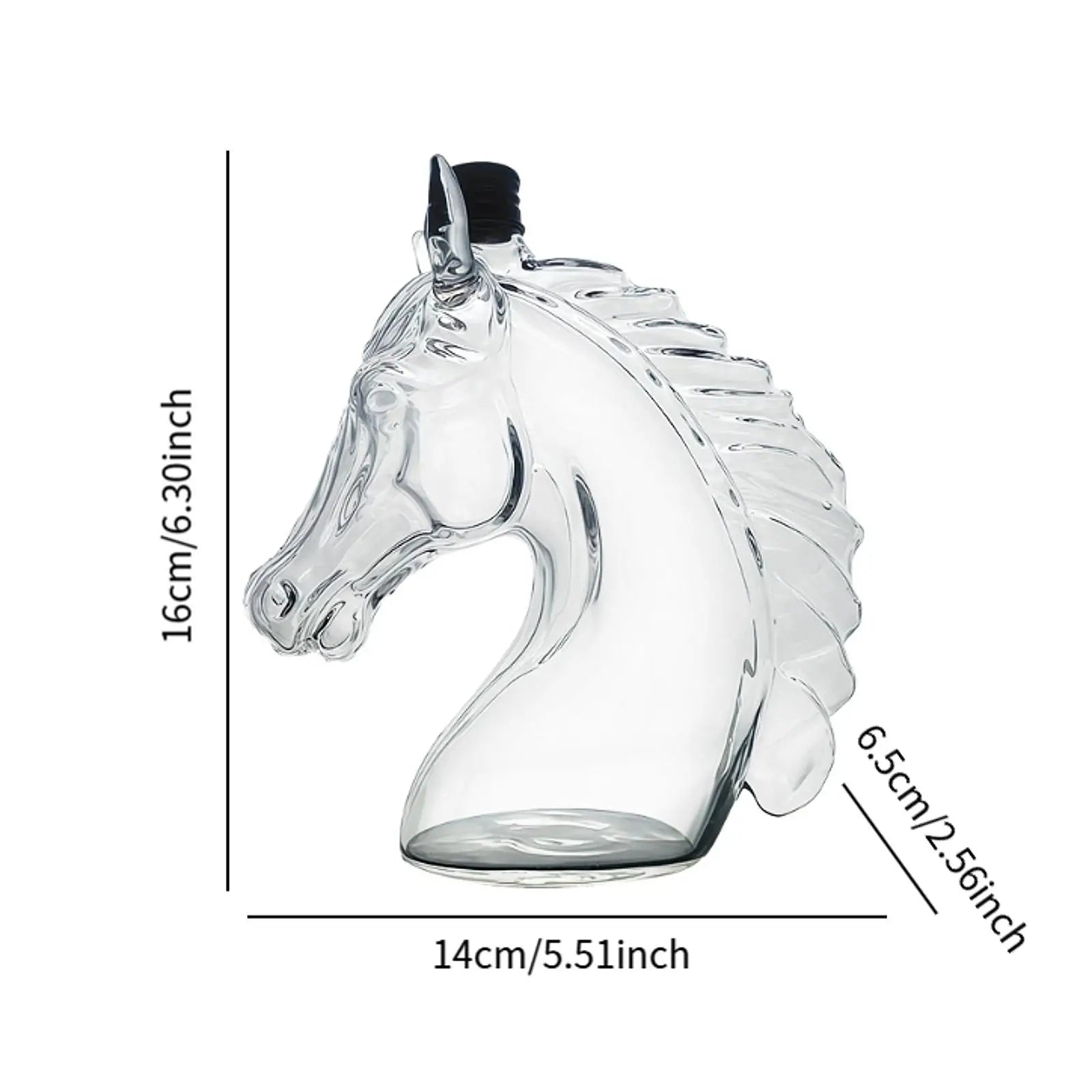 Karafka do Whisky w Kształcie Głowy Konia, Szkło Borokrzemianowe, 1000 ml – Elegancka Butelka na Alkohol 7