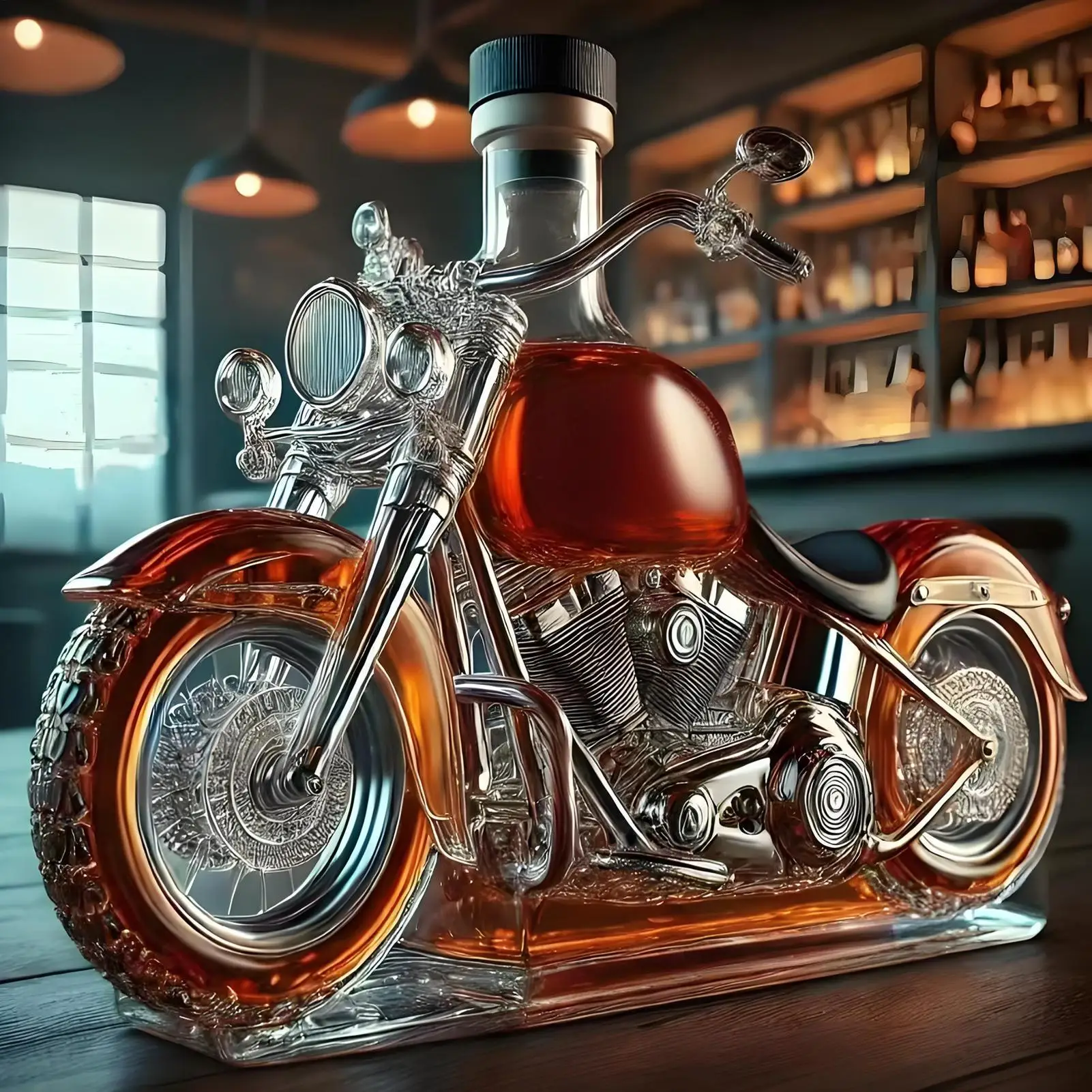 Karafka do whisky w kształcie motocykla Harley do domowego baru 0
