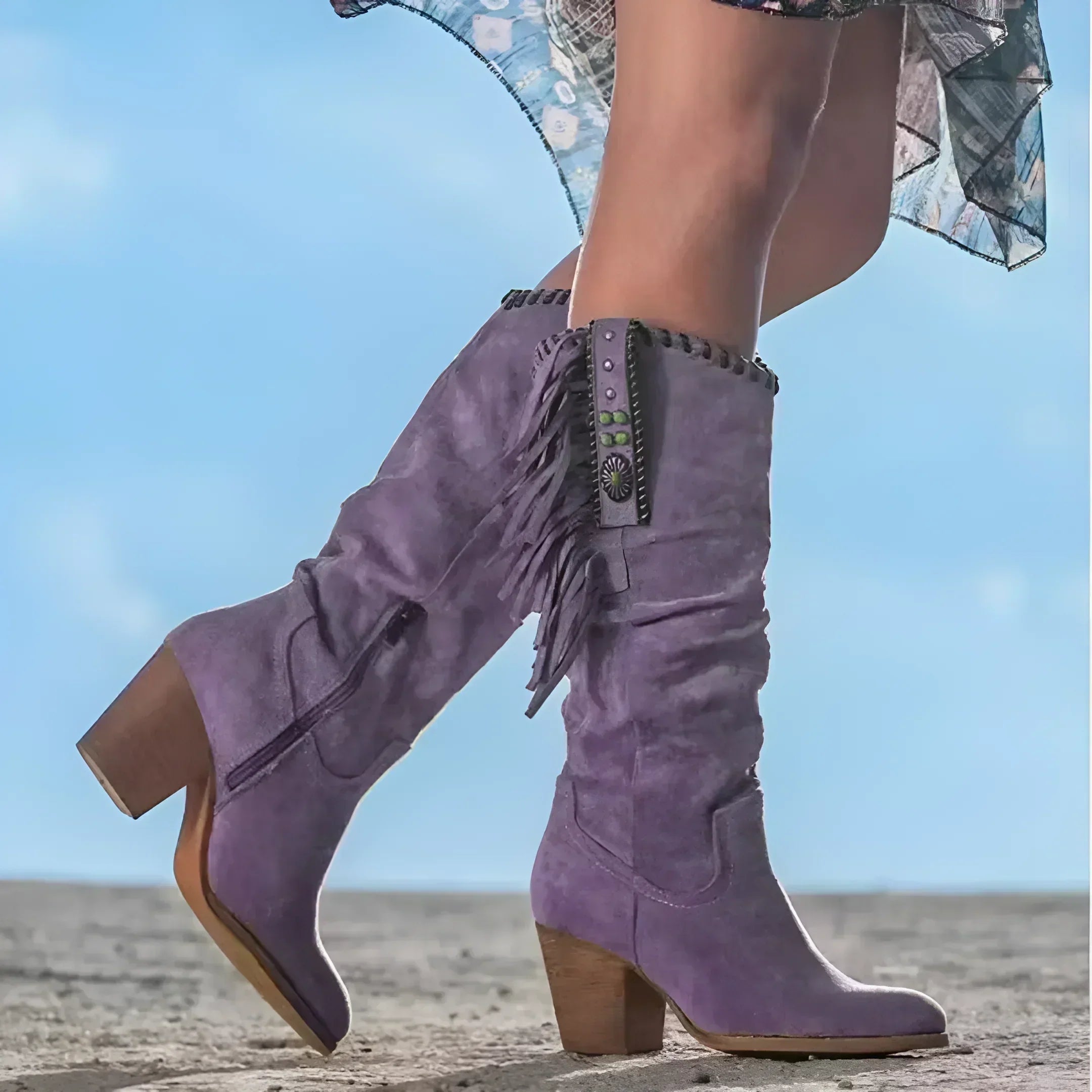 Kowbojskie buty boho w stylu western dla kobiet | Długość do łydki 1