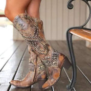 Kowbojskie buty do kolan dla kobiet | Vintage 0