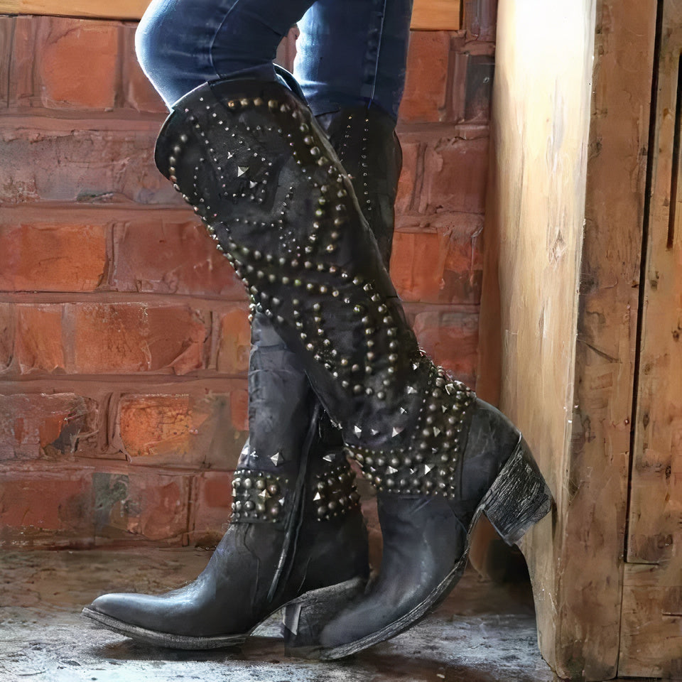Kowbojskie buty do kolan dla kobiet | Vintage 1