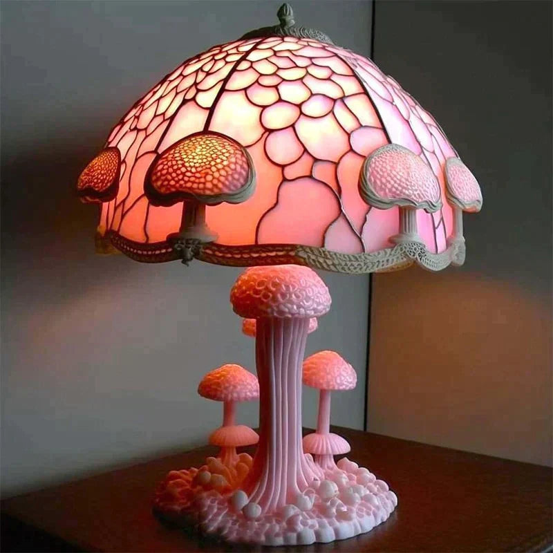 Künstlerische Tischlampe | Buntglas-Look | Warmweißes LED-Licht & Farbenspiel | Lumavera 5