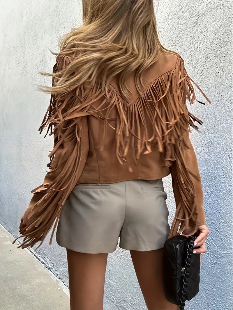 Kurtka Zimowa Damska Boho z Frędzlami w Stylu Vintage na Chłodne Dni 1