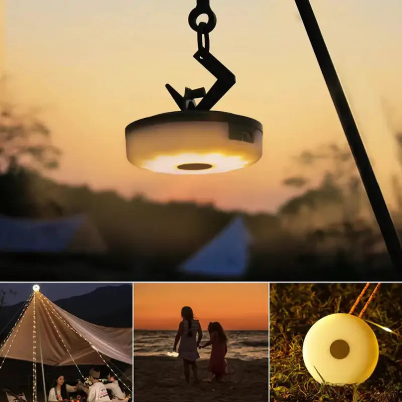 Lampa kempingowa 2 w 1 – przenośna latarnia kempingowa, girlanda z 8 trybami oświetlenia, akumulatorowy powerbank na przygody na świeżym powietrzu 1