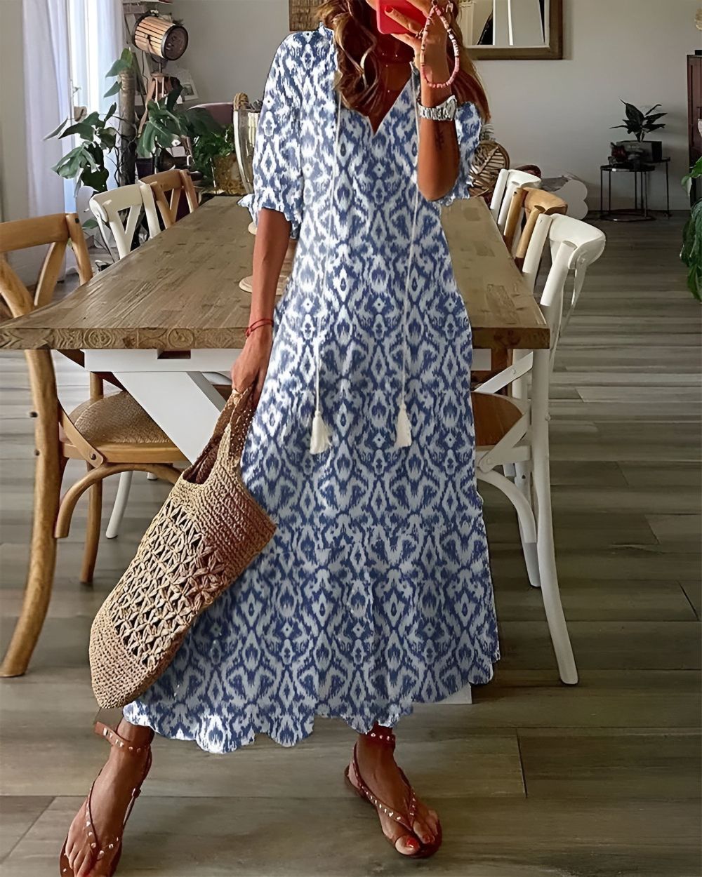Letnia sukienka maxi boho dla kobiet - zwiewny styl na ciepłe dni 0