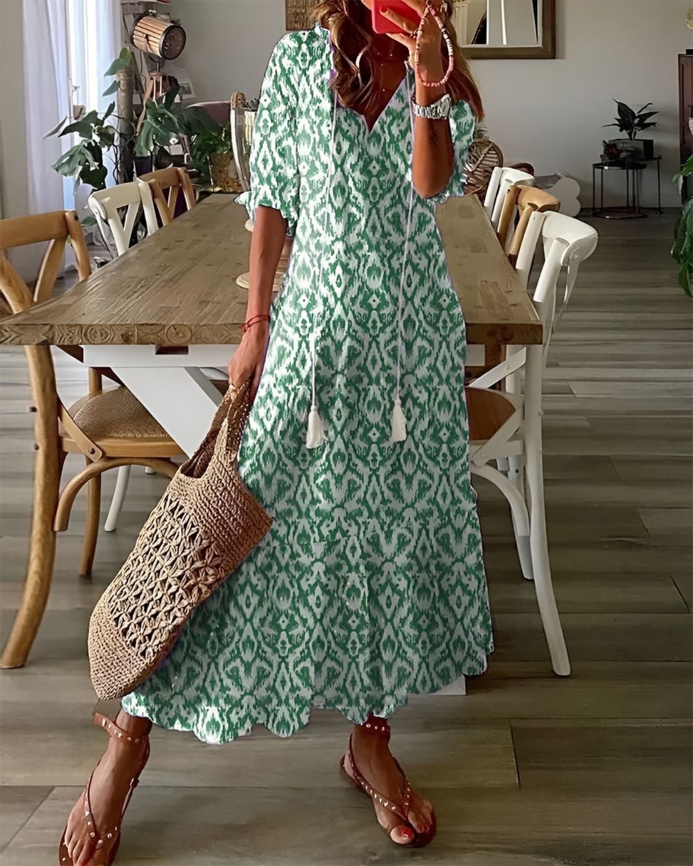 Letnia sukienka maxi boho dla kobiet - zwiewny styl na ciepłe dni 1