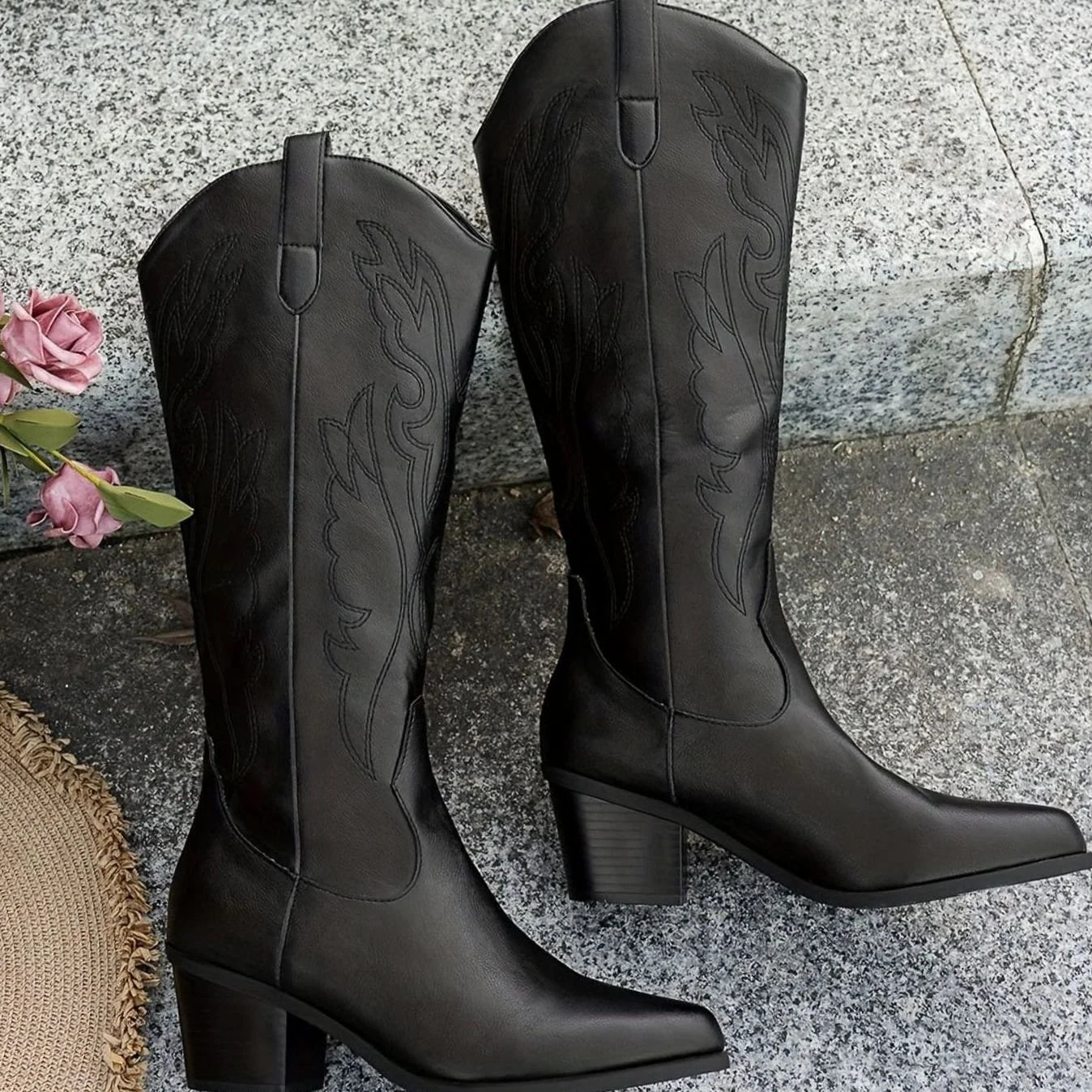 Luisa | Damen Westernstiefel mit extra weitem Schaft und Stickdetails 4