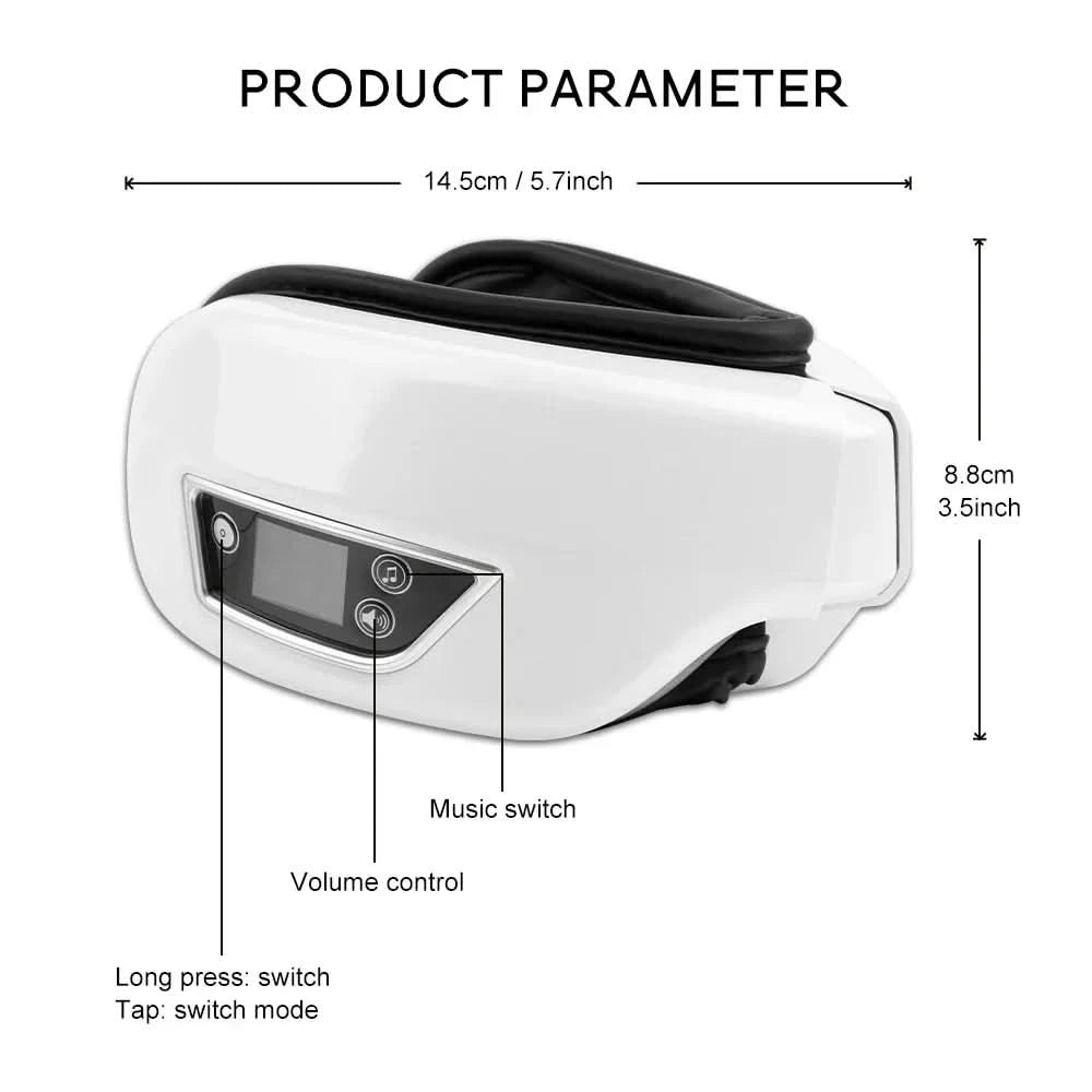 Masażer oczu AeroGlow 6D | Terapia powietrzem i ciepłem z trybem relaksacyjnym Bluetooth 5