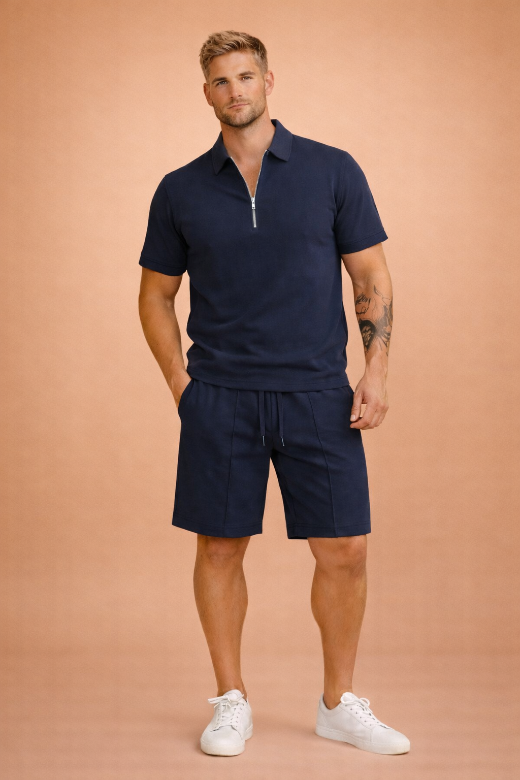 Sebastian | Męski zestaw polo i szorty w nowoczesnym stylu casual