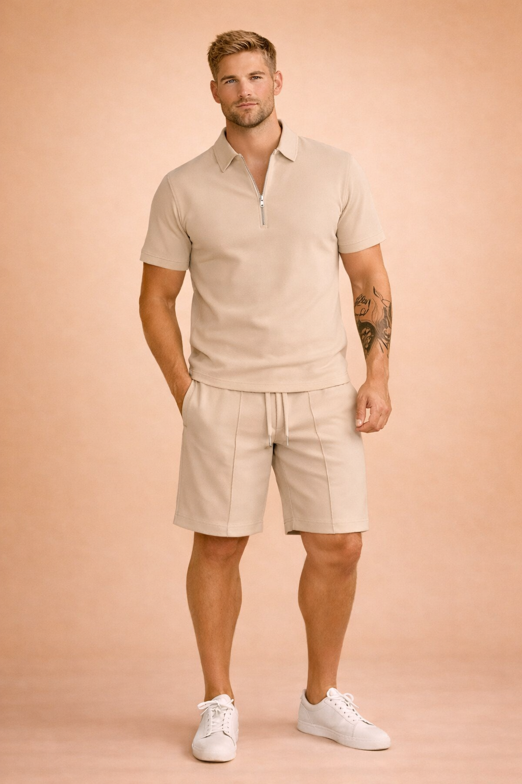 Sebastian | Męski zestaw polo i szorty w nowoczesnym stylu casual