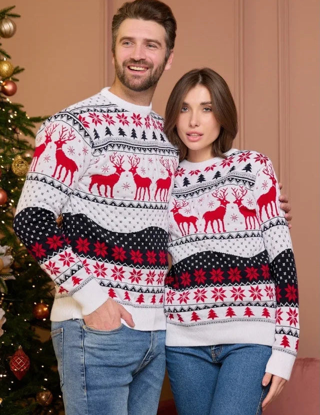 Męska, wygodna bluza świąteczna, idealna dla całej rodziny, wykonana z miękkiej dzianiny 0