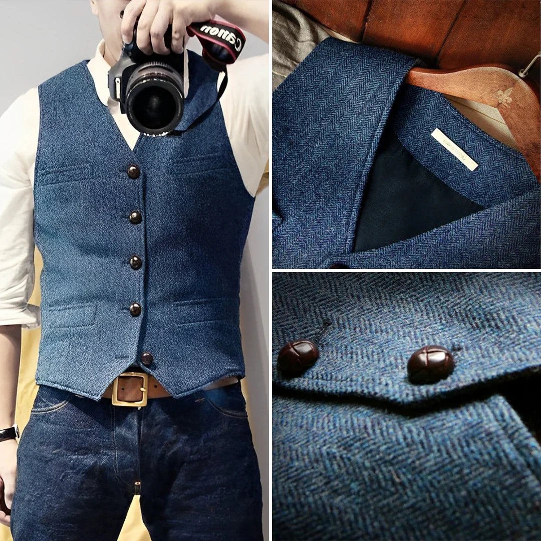 Męska bezrękawnik w stylu vintage | Zapięcie na guziki 1