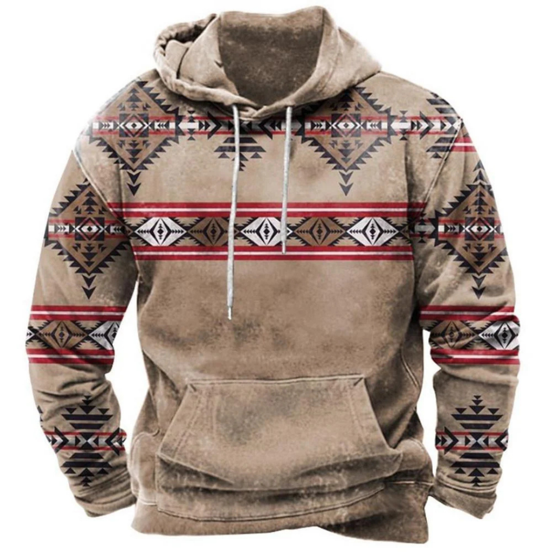 Męska bluza z kapturem w stylu vintage | Nadruk boho 0