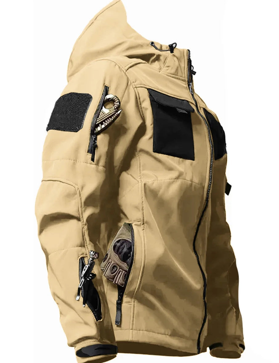 Męska kurtka typu softshell z wieloma kieszeniami | Z kapturem 0