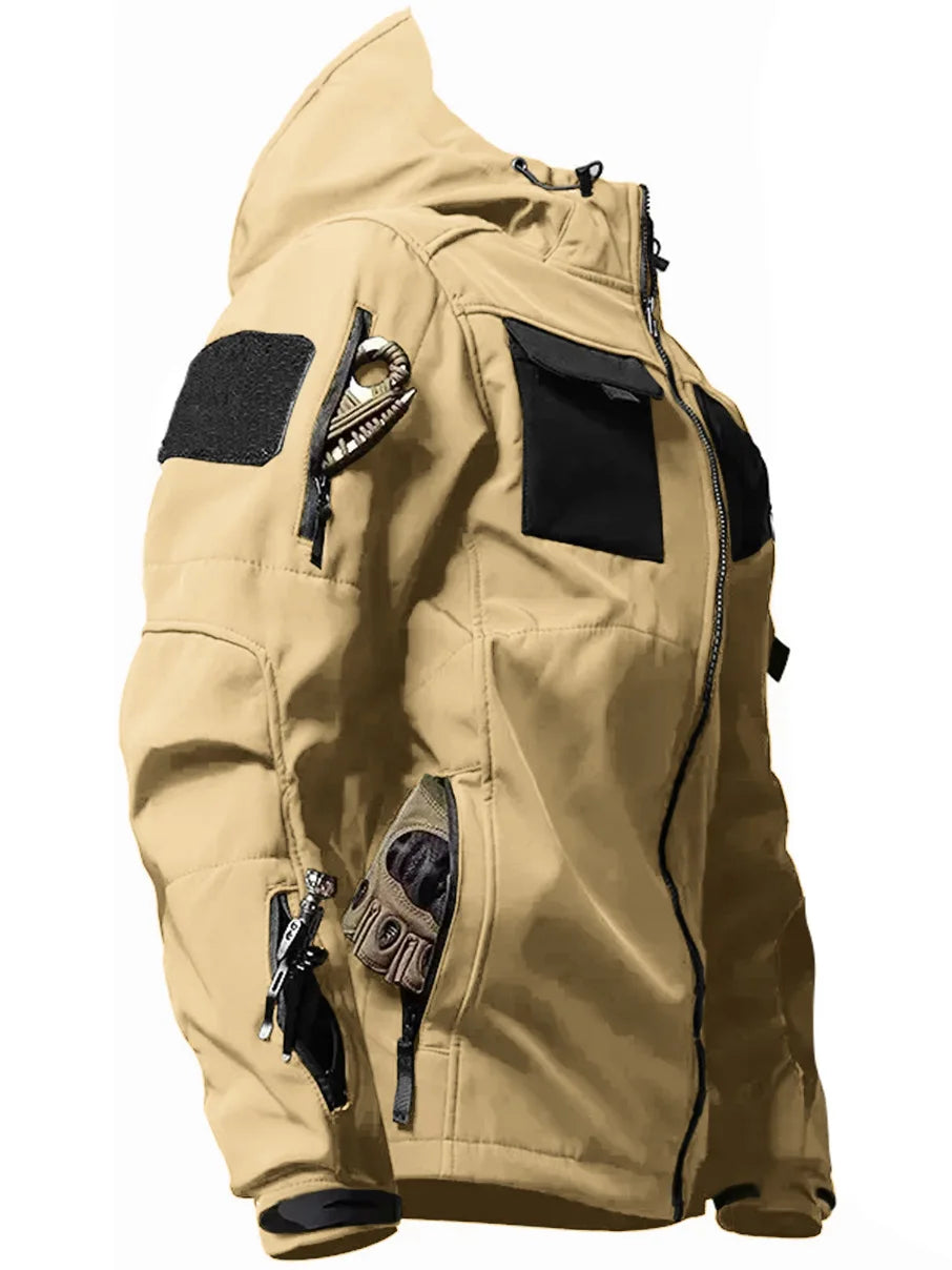 Męska kurtka typu softshell z wieloma kieszeniami | Z kapturem 0