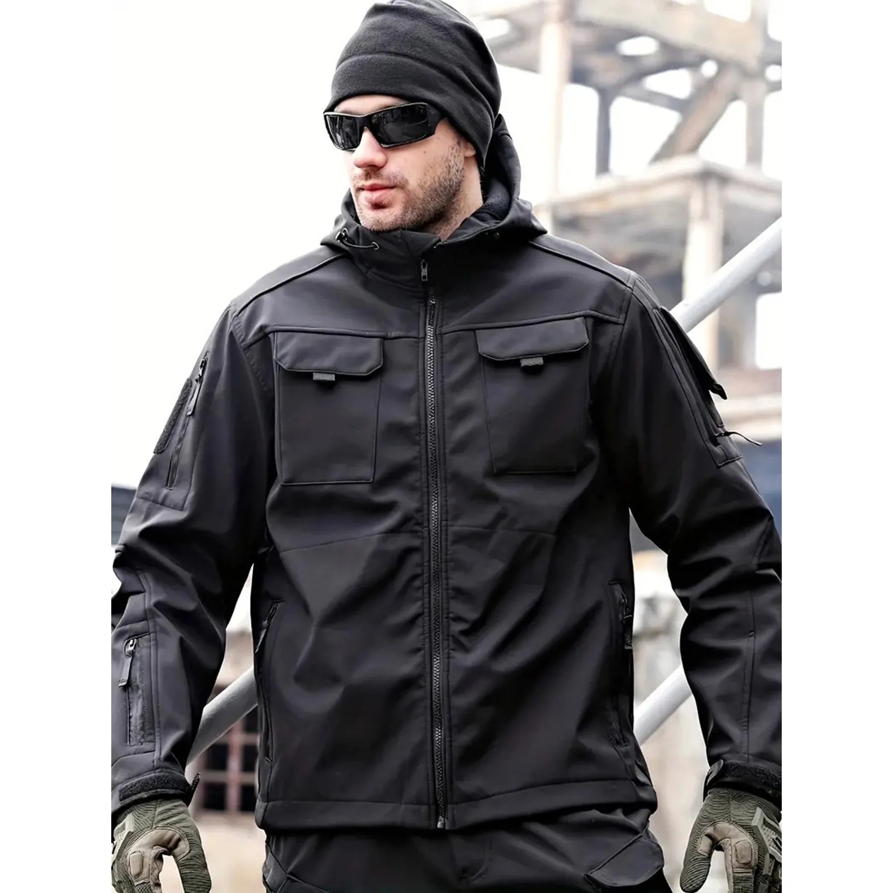 Męska kurtka typu softshell z wieloma kieszeniami | Z kapturem 6