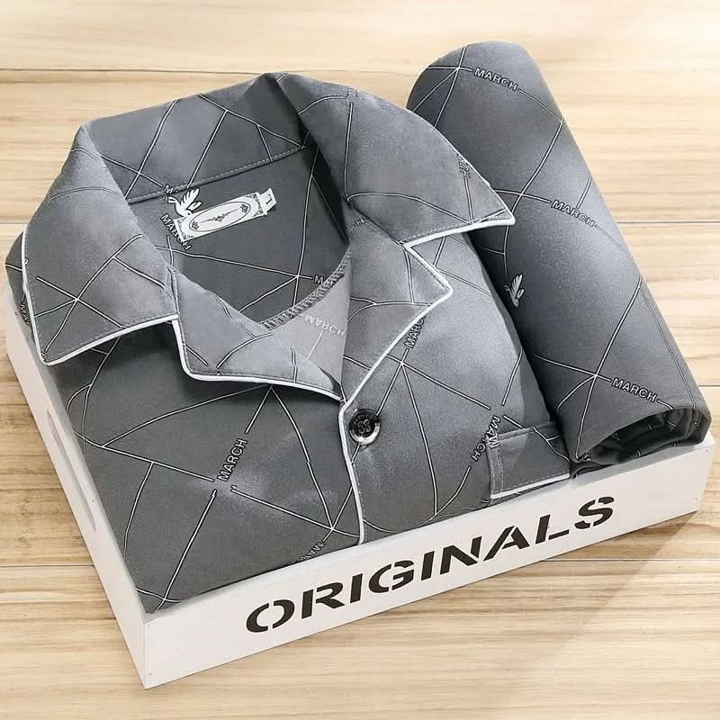 Męski komplet piżamowy zapinany na guziki – miękka i oddychająca bielizna nocna 3