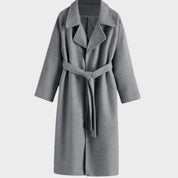 Mia | Damen Mantel damen Wollmischung taillierter Wintermantel mit Bindegürtel 3