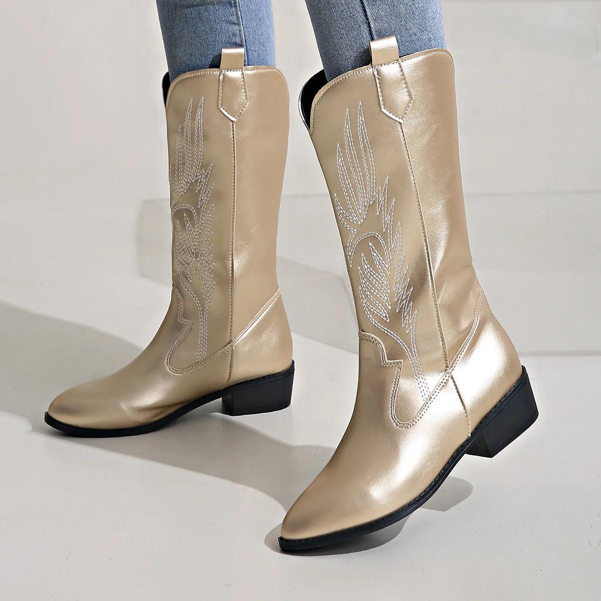 Miękkie kowbojskie buty w stylu western dla kobiet | Wygodne 0