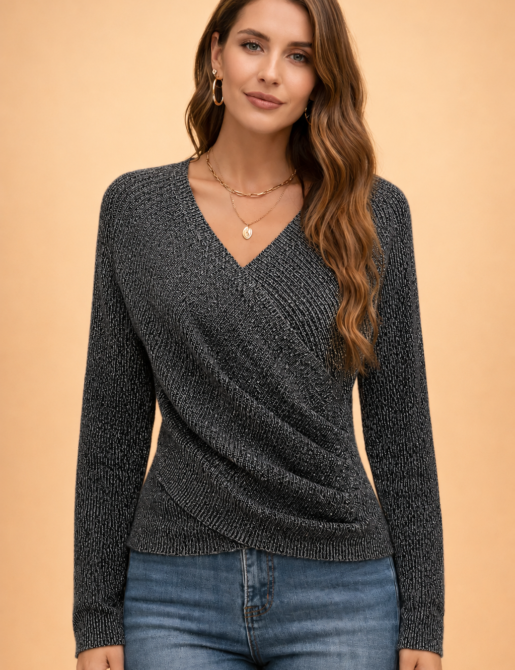 Kalina | Sweter z kopertowym dekoltem