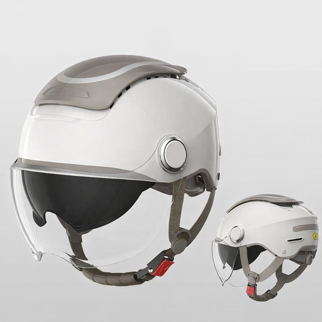 Kask motocyklowy elektryczny – otwarty kask letni na skuter z dwoma szkłami dla mężczyzn i kobiet, oddychający, w stylu Jet, z ochroną przed wiatrem