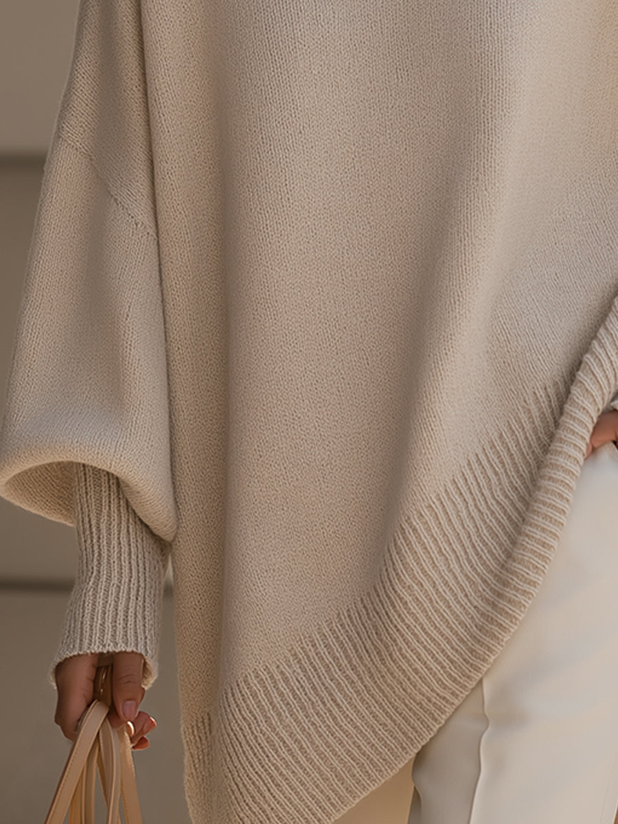 Oversize'owy sweter damski z okrągłym dekoltem - elegancki i wygodny 2