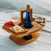 Picknicktisch mit Wein im Freien | Platz für Flasche, 2 Gläser & Snacks | Tragbar  | VinoPicnic 0