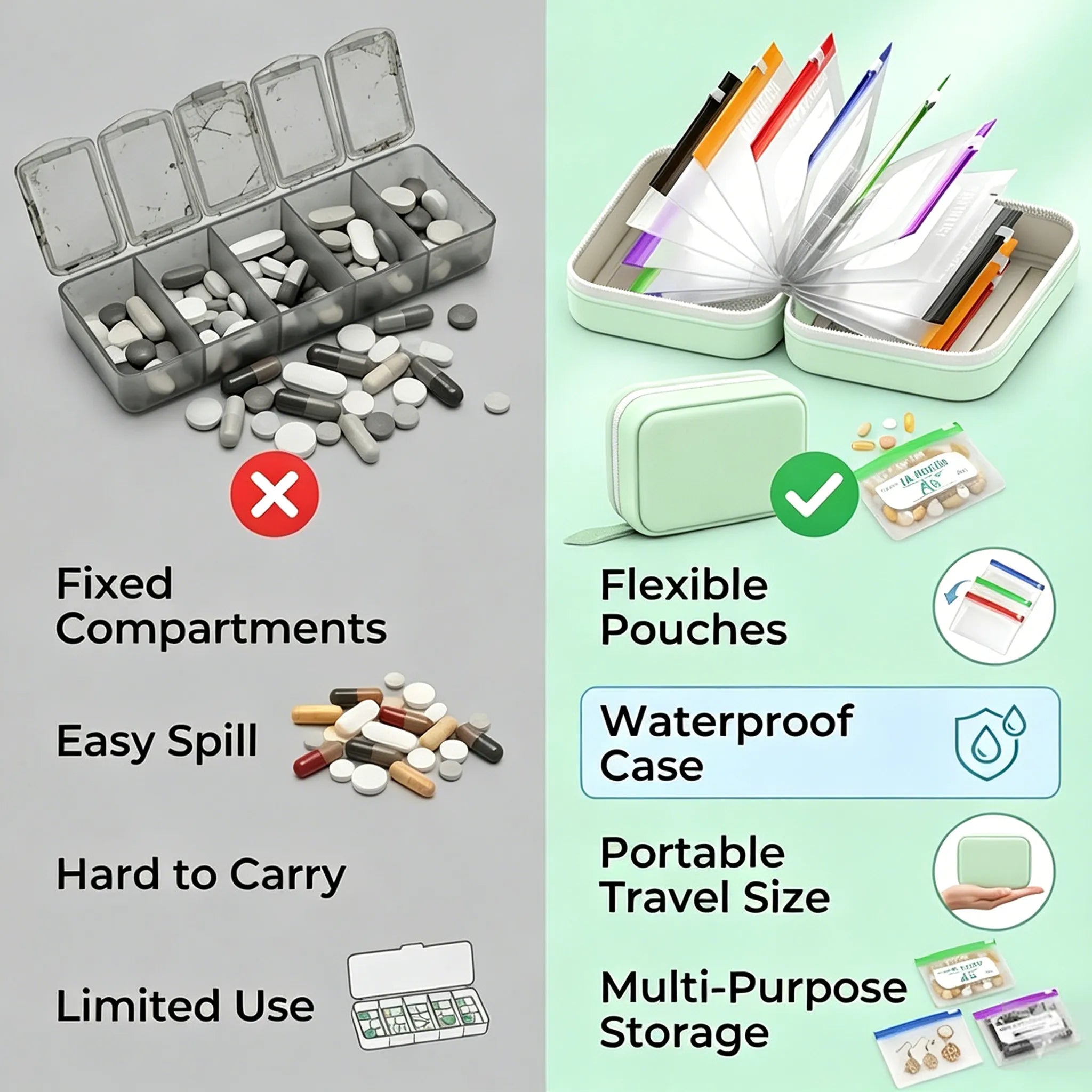 Pillenorganizer | Wasserdichte Beutel zum Beschriften | Wochenübersicht | PillPocket 1