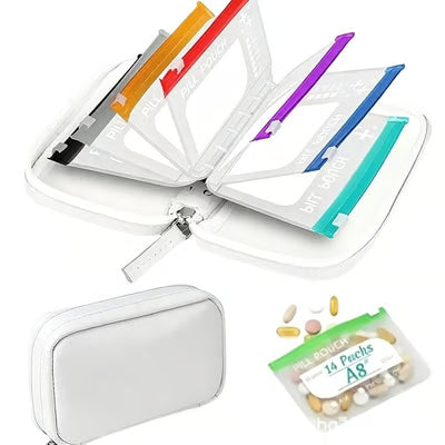 Pillenorganizer | Wasserdichte Beutel zum Beschriften | Wochenübersicht | PillPocket 12