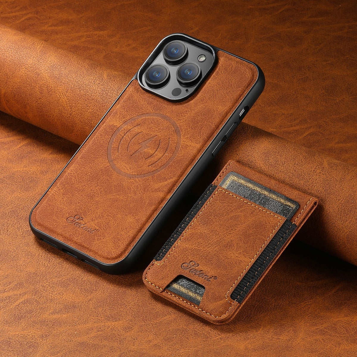 PremiumLeather – Skórzane etui na telefon z uchwytem na karty i kompatybilnością z MagSafe 0